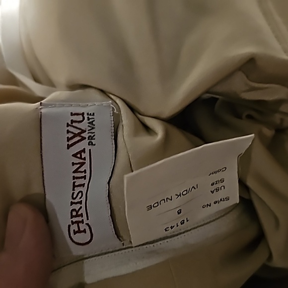 STUNNING CHRISTINA WU PRIVATE TAN/LACE  FITTED WEDDING DRESS 18143 - Picture 9 of 16